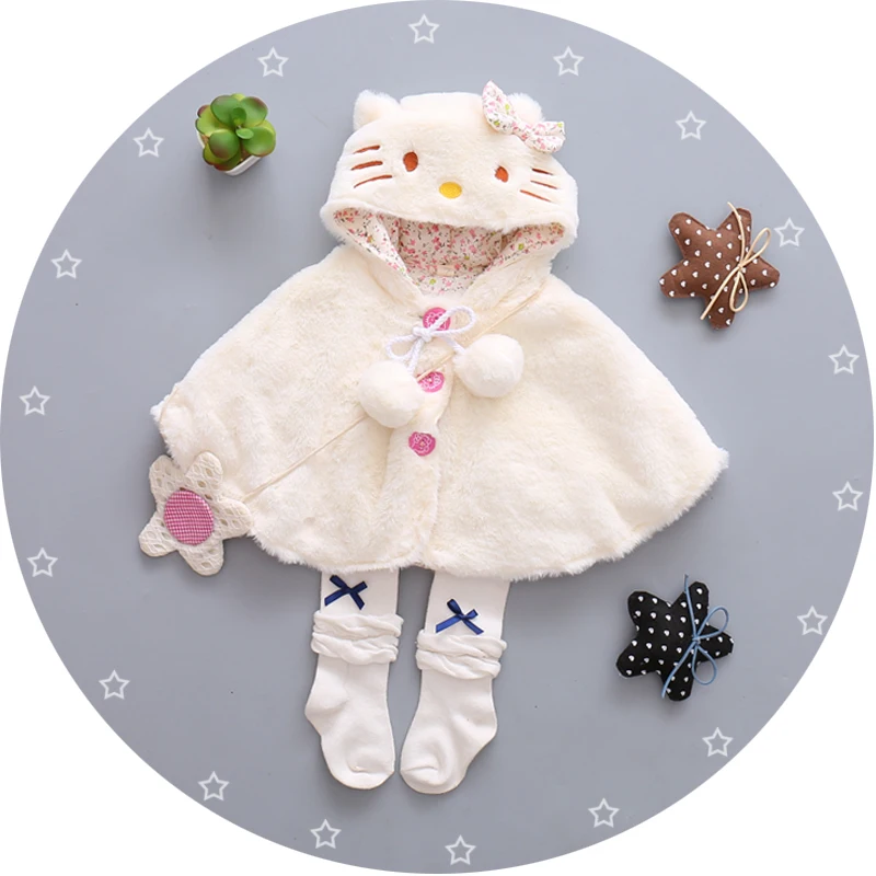 

cute cartoon baby girl hoodie clothes winter toddler fur coat
