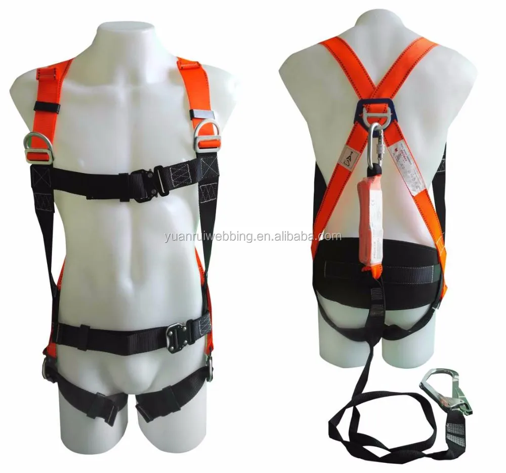 Full Body Harness With Energy Absorber Double Lanyard With Scaff Hook