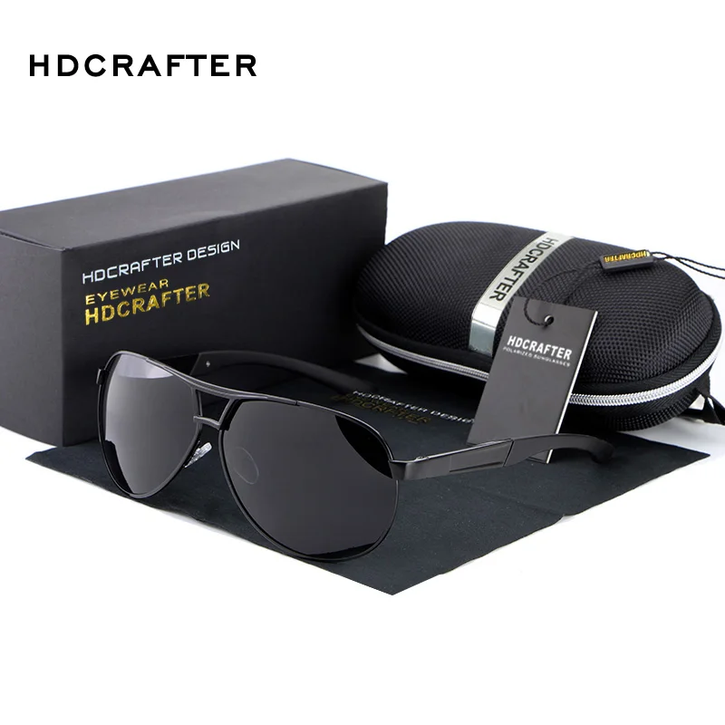 

HDCRAFTER classic drop shipping driving Sunglasses for men Eyeglass Polarized Metal Travelling spring hinge TAC hot sales