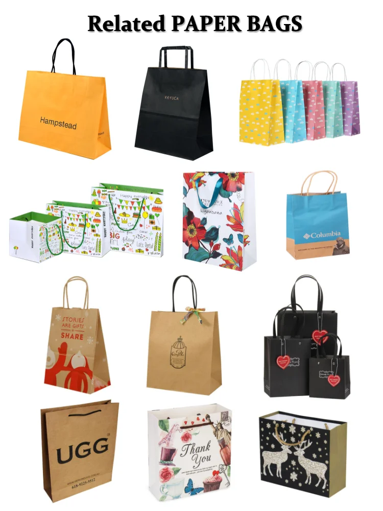 High quality reusable custom shopping printed tote brown kraft paper luxury paper gift bag
