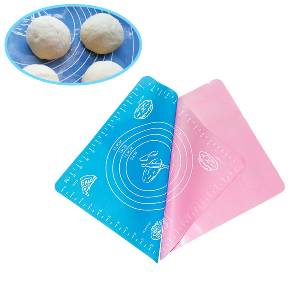 

High Quality Food Grade 40*30cm Silicone Kneading Dough Mat, Blue and pink