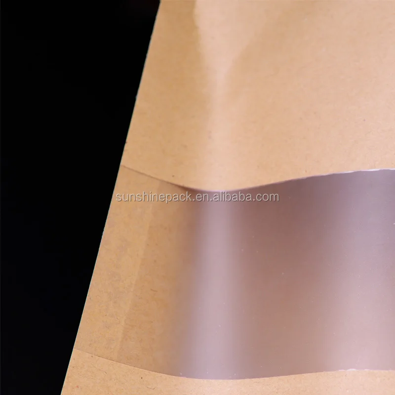 Stand Up Ziplock Brown Kraft Paper Bag With Matte Window