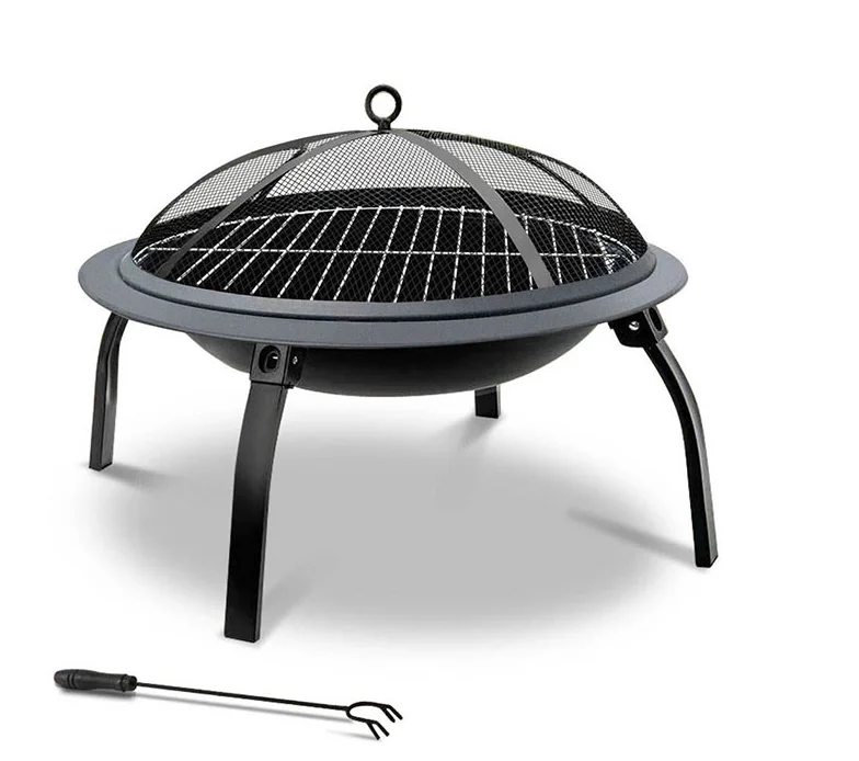 

2018 outdoor foldable BBQ fire pit steel round folding leg with four legs