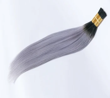 Virgen Remy De Dos Tonos Negro Gris Plata Gradiente De Color Indio Vietnamita Cabello Humano A Granel6d De La Extensión Del Pelo Buy Extensiones De