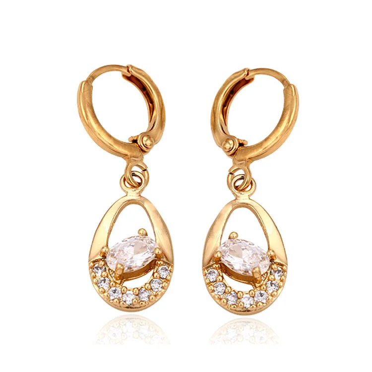 

29188 Fine jewelry copper alloy drop earrings wholesale ladies elegant glass earring