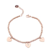 

Personalised Rose Gold Ball Slider Bead Bracelet Heart Charm Friendship Bracelet