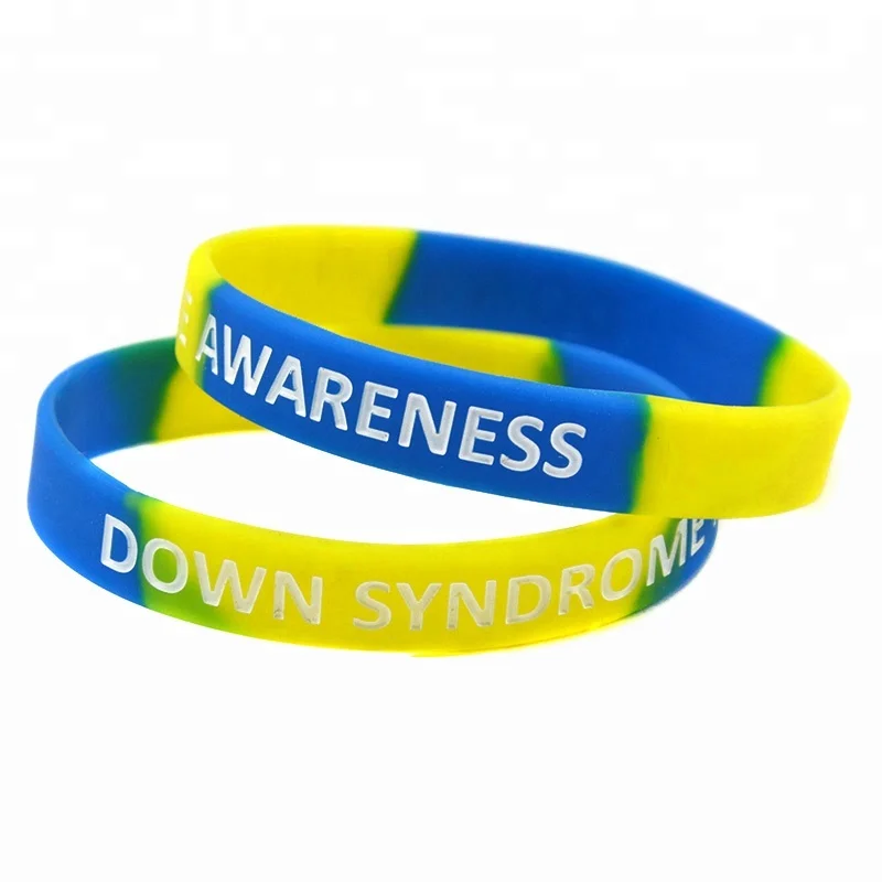 

50PCS Subsection Color Debossed Down Syndrome Awareness Silicone Rubber Wristband