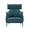 Solid wood structure with high density PU cover mid century arm leather wing chair