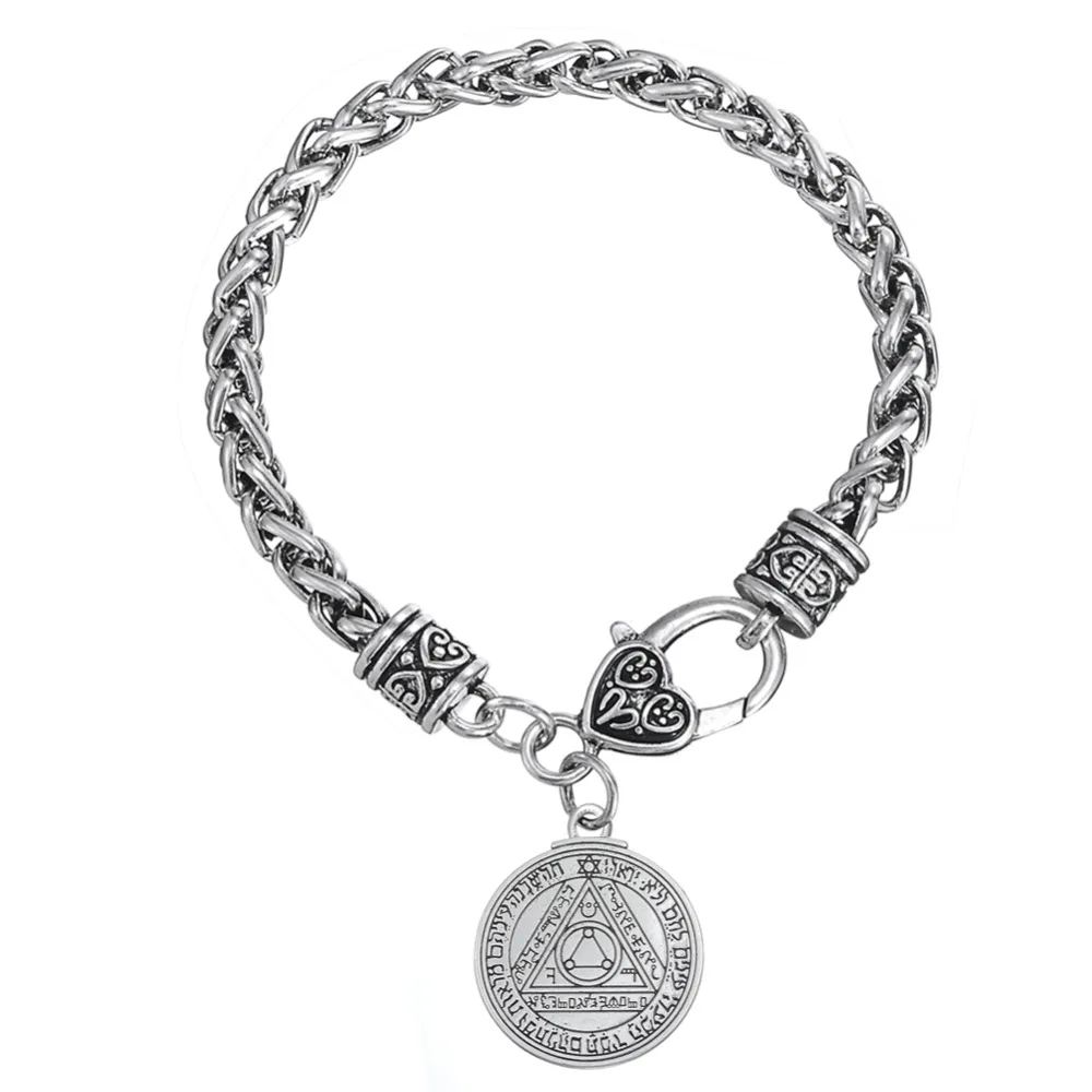 

enochian kabbalah pagan wiccan jewelry pentacle sun talisman key of solomon seal pendant bracelet, Silver