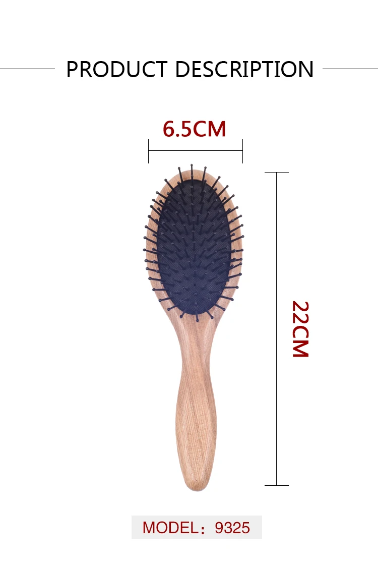 EUREKA DS9325 Paddle Cushion Wooden Hair Brush for All Hair Types Ball-Tip Nylon Pins Hairbrush