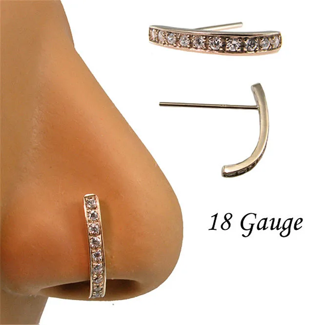 

Custom fashion copper nose stud clear CZ diamond sexy nose ring body piercing jewelry for woman