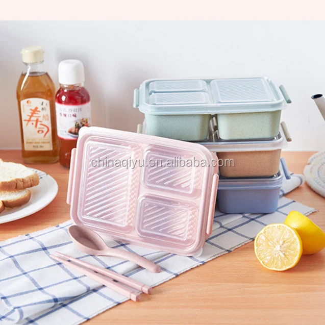 

Eco-friendly Large Capacity Wheat Straw Lunch Box with 3 Compartments