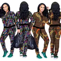 

FM-3560 Long sleeve sport suit long pants two piece clothing 2 piece set women