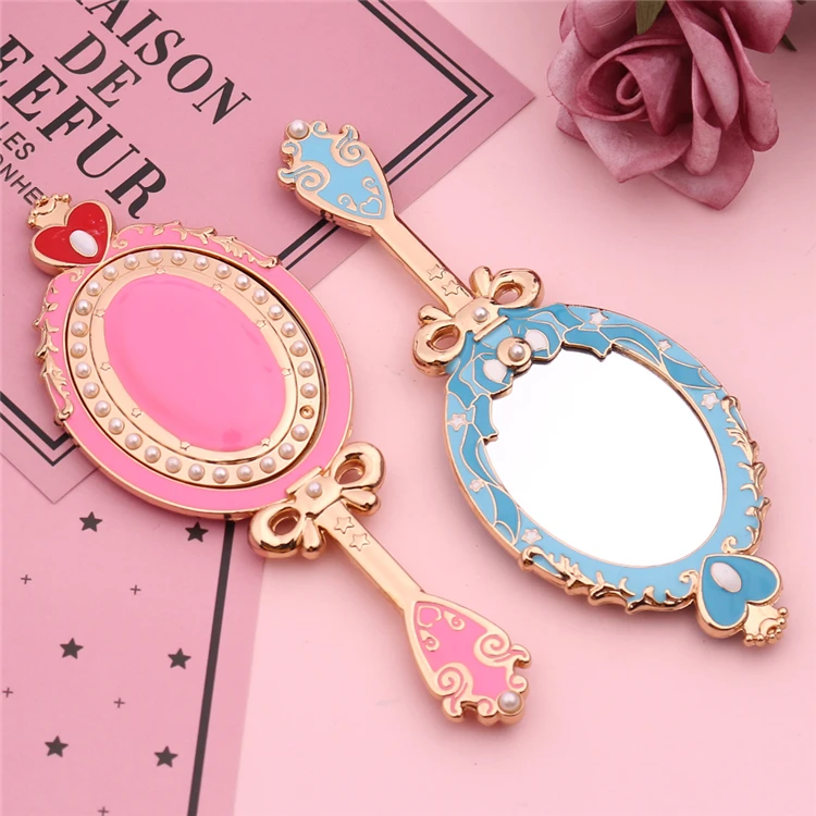 

Japan Anime jewelry Pearl inlay Blue mirror Woman gift sailor moon sakura makeup mirror, Ancient bronze, ancient silver, ancient copper