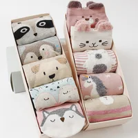 

5 pairs gift box cute women animal socks