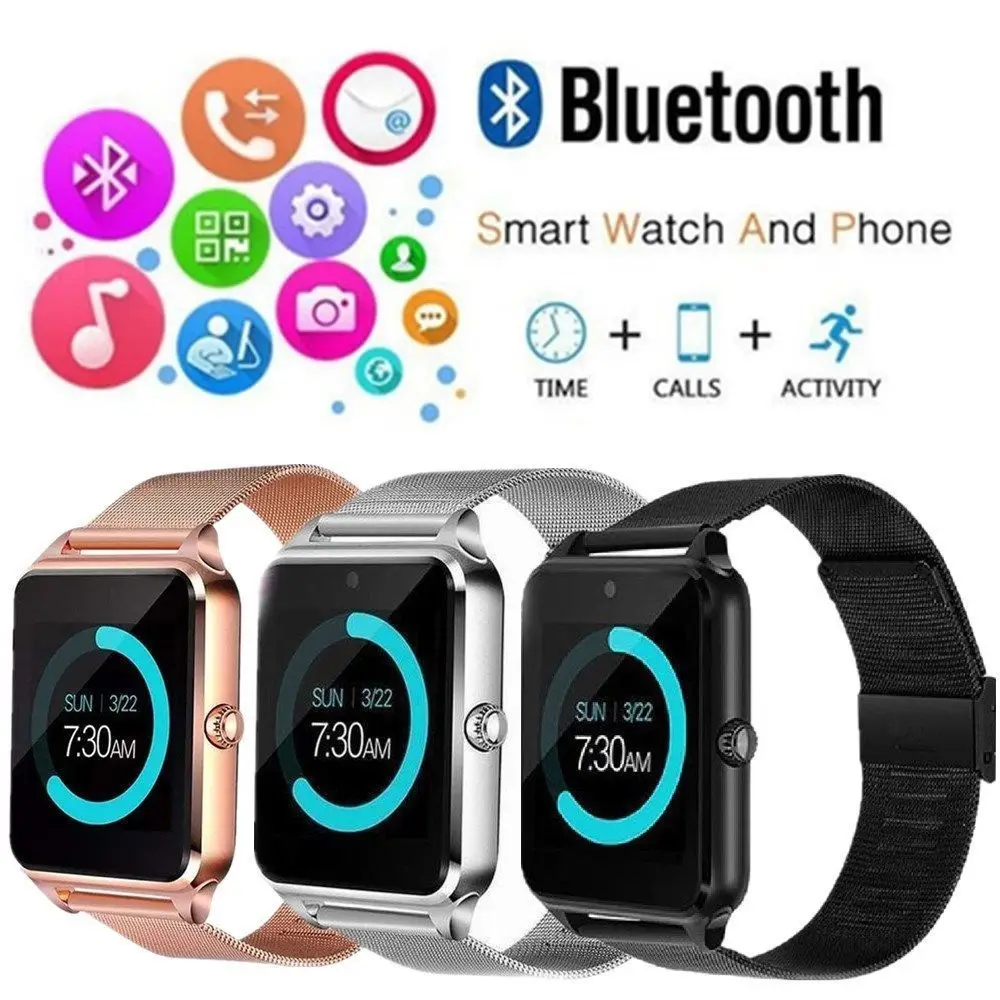 

Bluetooth Smart Watch Phone Sim Card Z60 Smart Watch Stainless Steel Strap For IOS Android New