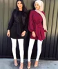 New arrival high quality fashion design wine red muslim ladies blouse tops for women