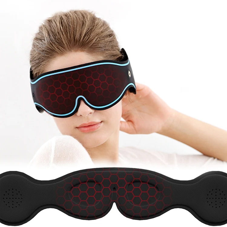 

Factory OEM new product Breathable far infrarpediced sleeping relax bluetooth music custom logo travel eye mask, Grey