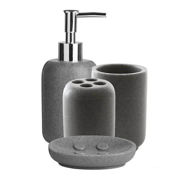 Grey sandstone bathroom accessories tumbler for home bath set