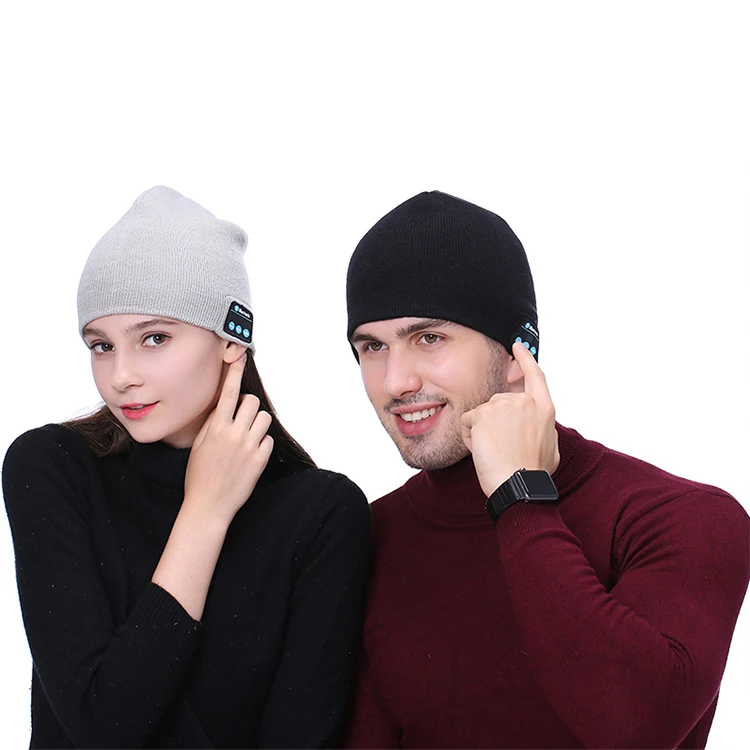 

CALION Custom Smart Winter Hats Simple Music Wireless Headset Sports 5.0 bluetooth Colorful Custom Knitted Earphone Beanie, Black, grey, apricot, blue, khaki, red