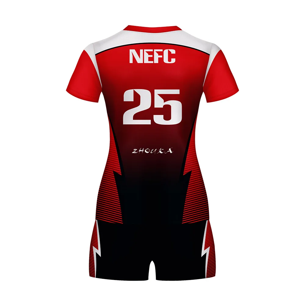 Red Sublimation Volleyball Jersey Womens Volleyball Uniforms Badminton