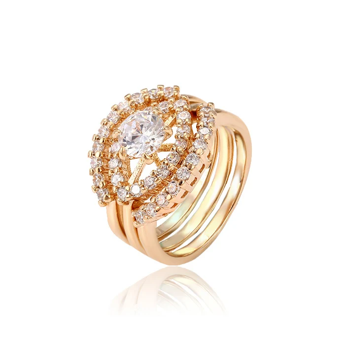 

12940 fashion 18k gold beautiful engagement and wedding ring set top design for girls