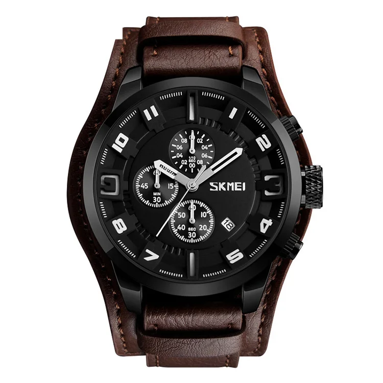 

9165 China supplier Skmei brand name watch men leather quartz watches