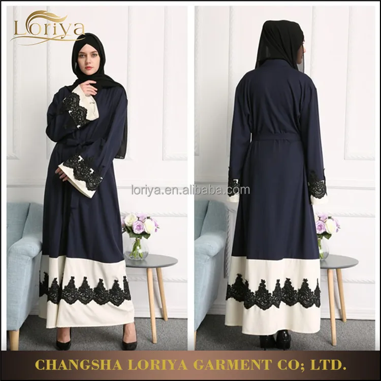 

2017 Shopping online patchwork muslim dubai cardigan open abaya EID celebration wear printed kimono kaftan dubai abaya, Dark blue