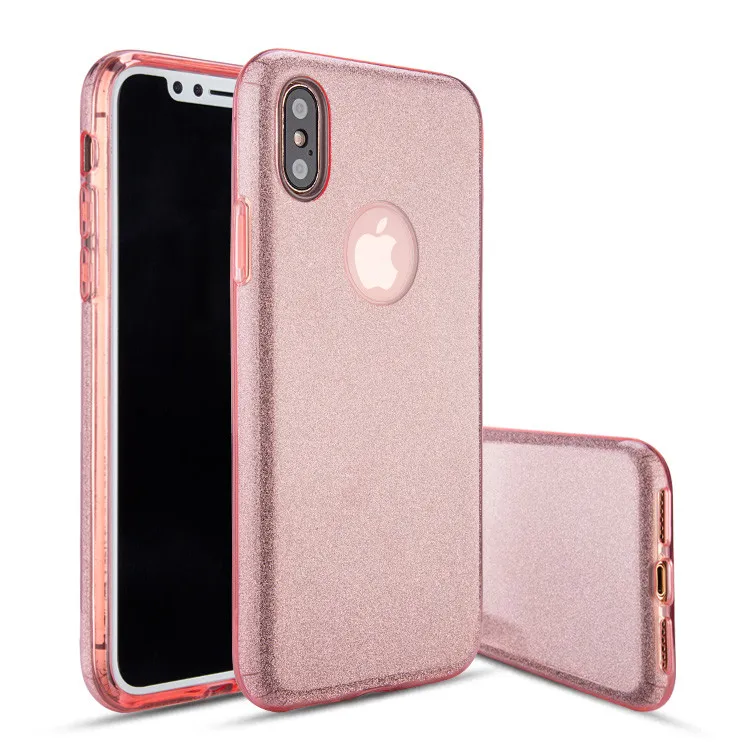

OEM welcome anti-scratch 3 in 1 bling bling phone cover for iphone 10 X case glitter, 5 colors