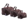 Ostrich pattern trolley duffel genuine leather travel bag, faux PU angola skin roller wheeled weekend holdall voyage duffle bag