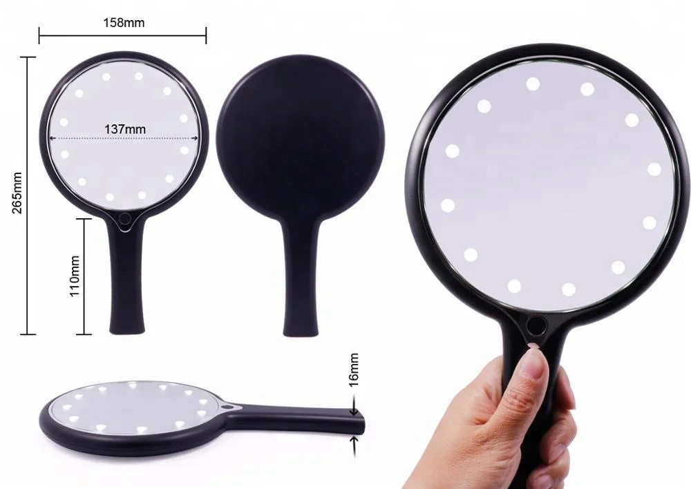 Round Dot Lighted Led Custom Hand Held Mirrors Wholesale - Buy Hand ...