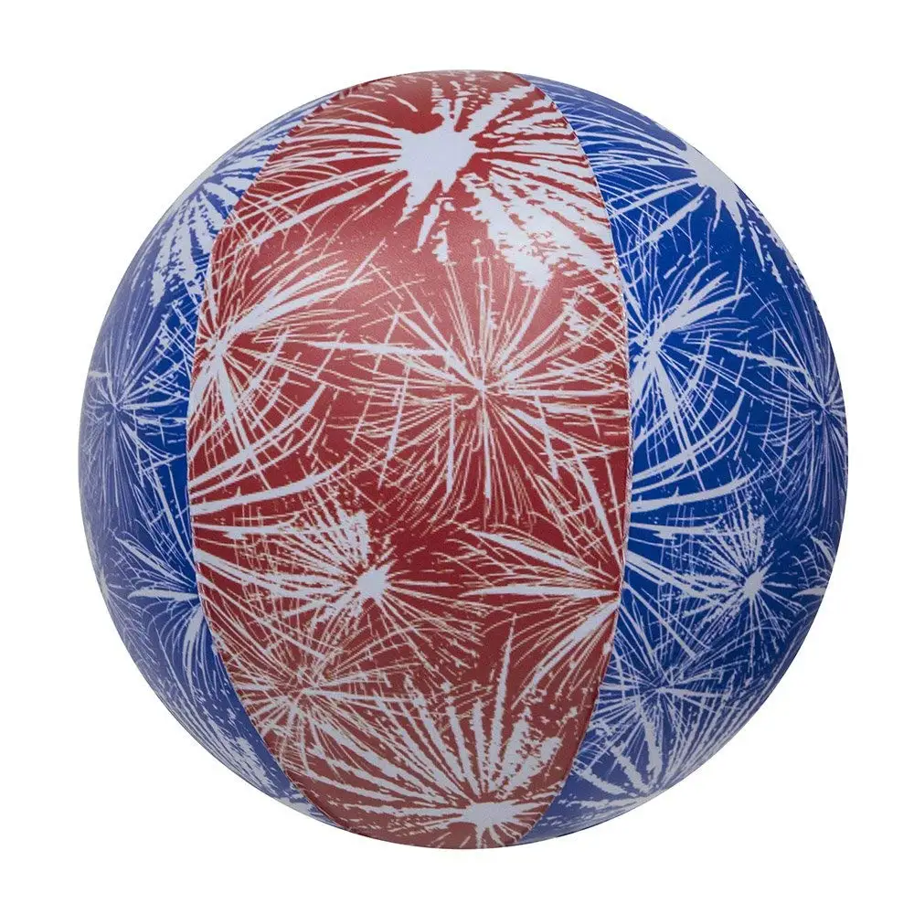 Impact Activated Light-Up Beach Ball with Fireworks Design - 14in diameter