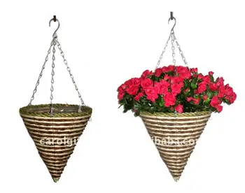 Banana Leaf And Corn Rope Cone Hanging Planter Banana Leaf And Corn Rope Cone Hanging Planter Basket