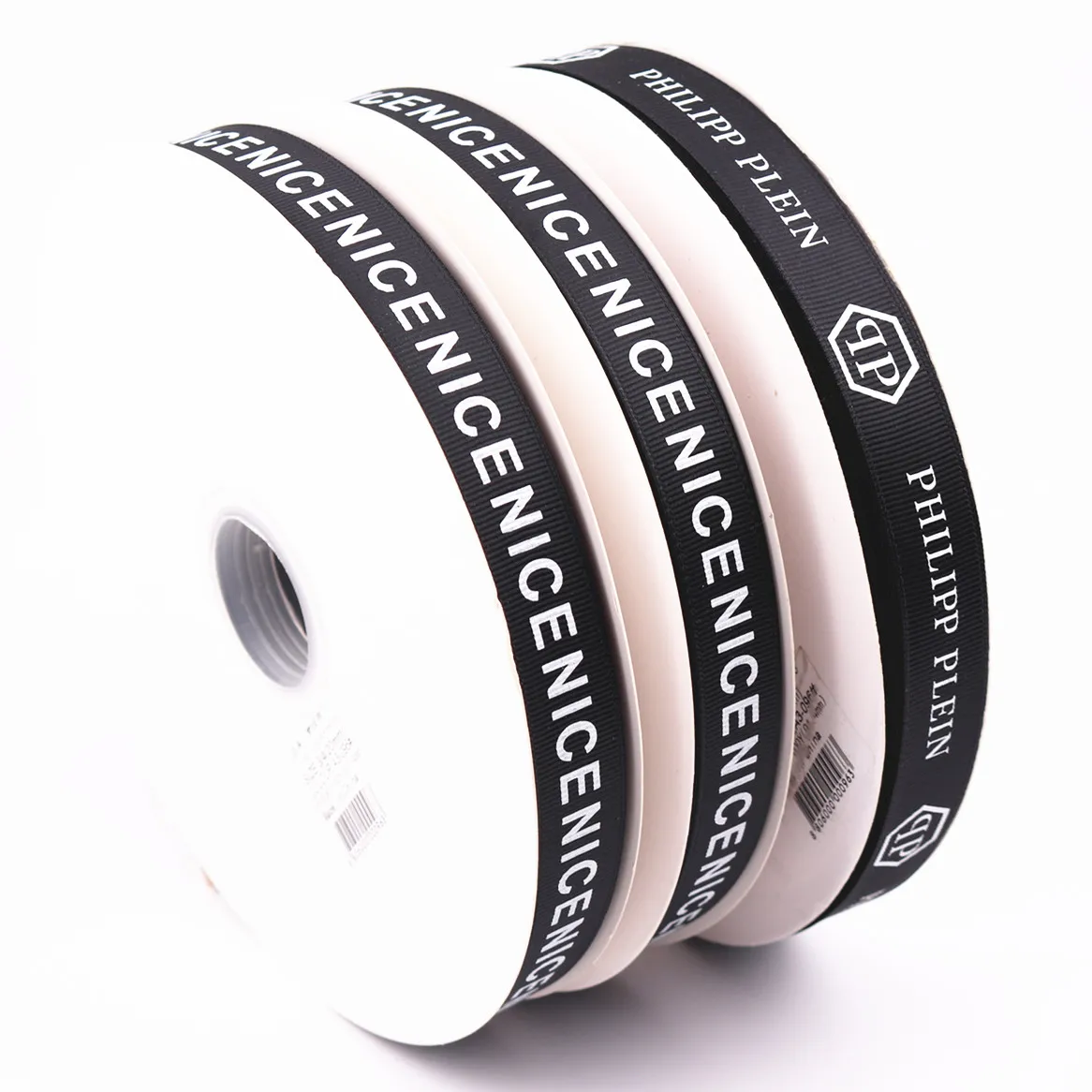 

wholesale custom printed satin ribbon with logo 6mm black white ribbon print logo, 196 colors