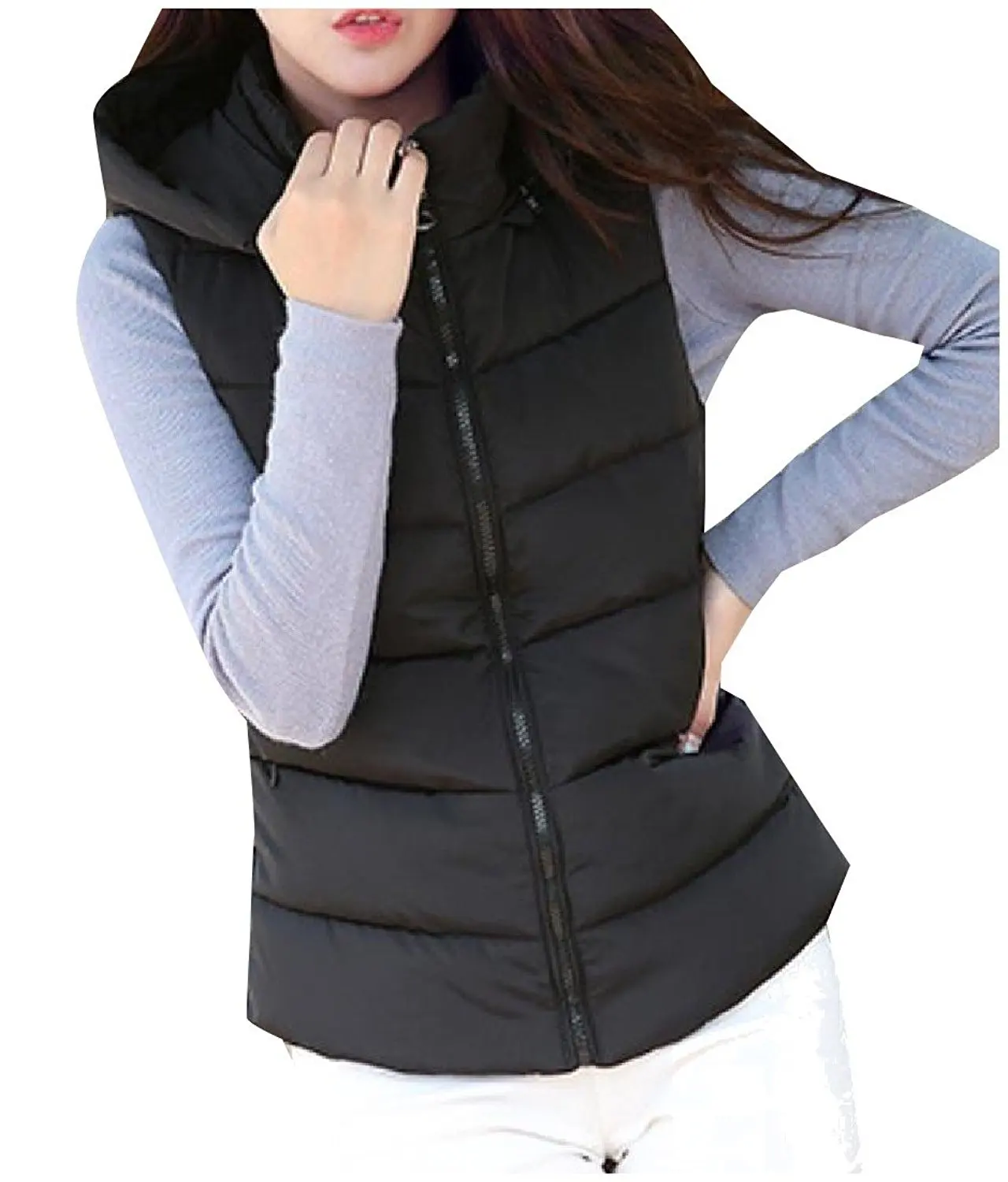 AngelSpace Men Puffer Parka Hoodie Jackets Thick Padded Zip Quilted Coat Jacket