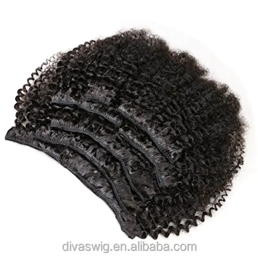 

Free shipping 1 bundle natural hair kinky curly clip in brazilian hair extension 120g 8pcs
