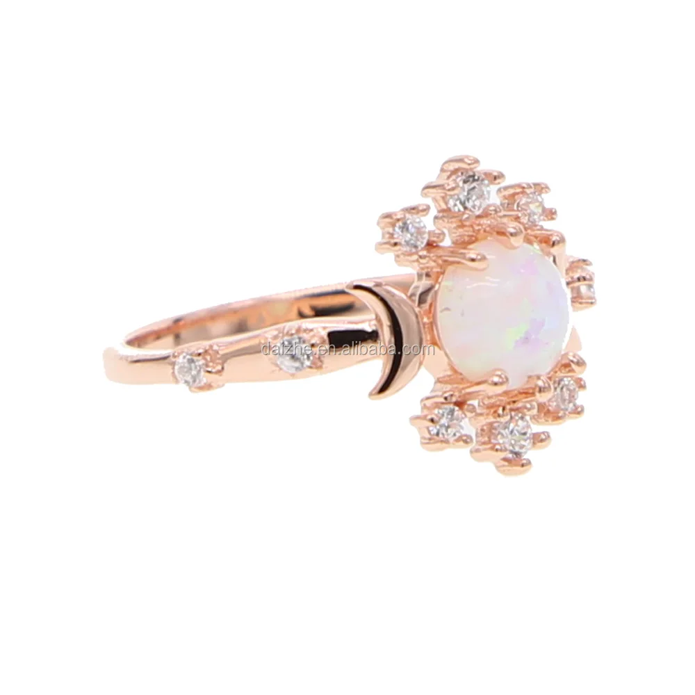 

fashion rose gold plated opal stone wedding rings in 925 sterling silver ring for women finger wedding rings gift