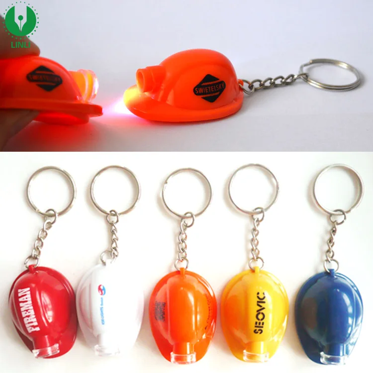 Promotional Logo Plastic Mini Led Hard Hat Keychain,Led Helmet