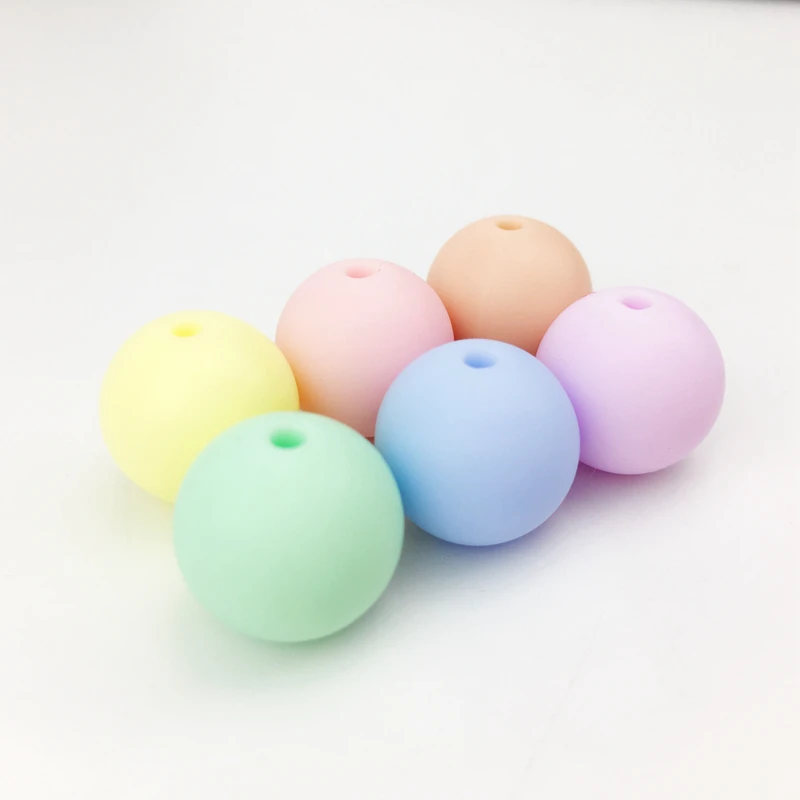 

BPA Free Candy Color Silicone Round Chewable Baby Teething Beads for DIY Necklace