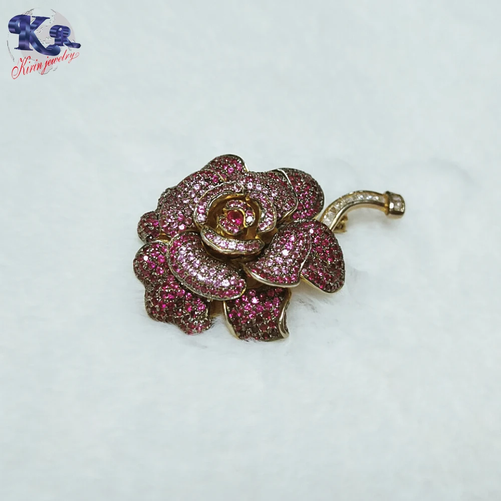 Hot selling very popular gold plated silver flower brooch