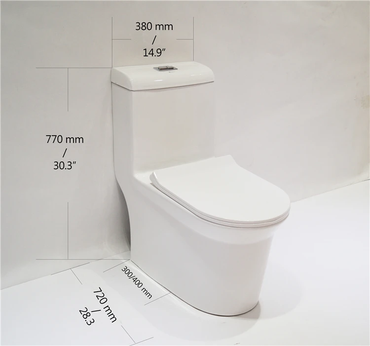 Ceramic One Piece Floor Mounted Square Toilet 0.8/1.6 Gpf Water Saving Easy Installation Toilet