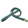 Eco-friendly durable denim hemp smooth walking sport dog collar leash with fleece lining and metal hardware