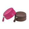 Genuine Soft Full-grainLeather Secure Zip Closure Compact Small Rings Jewelry Case Box for Ladies