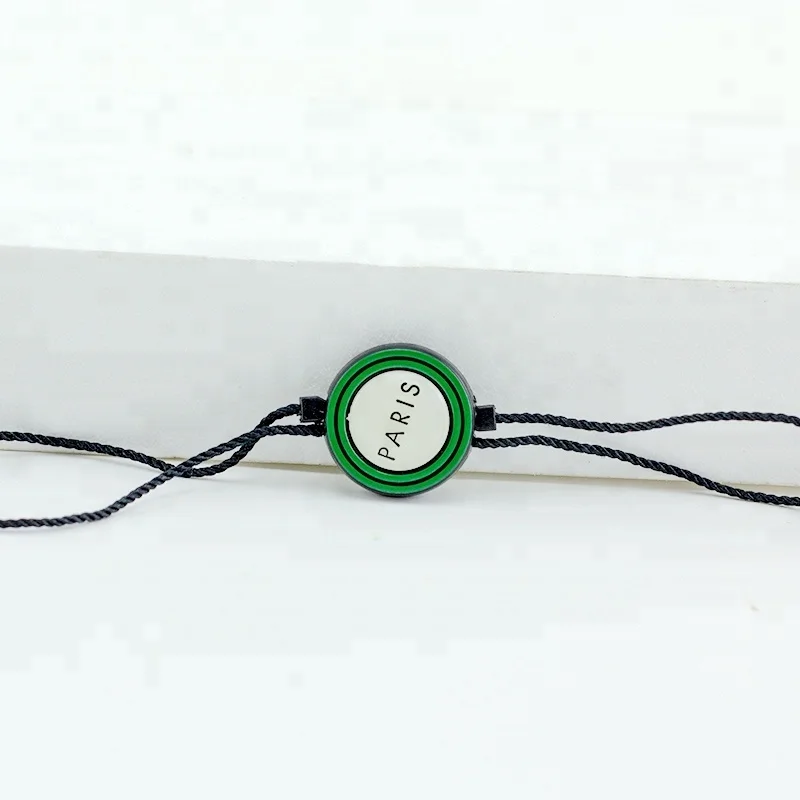 

Custom Round Shape Plastic Garment Hang Tag String