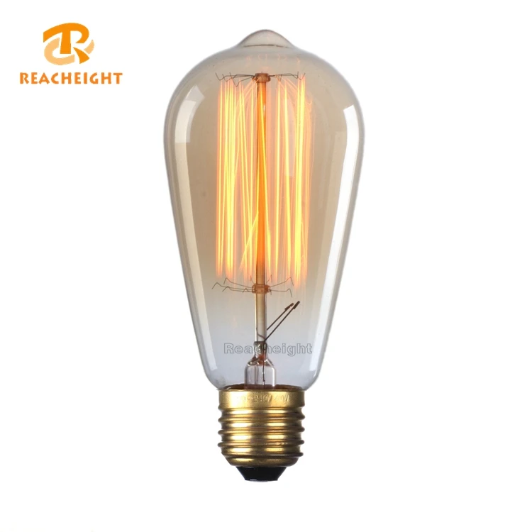 High Quality Warm Color Retro Style Decorative Edison Candelabra Light Bulb ST64 40W
