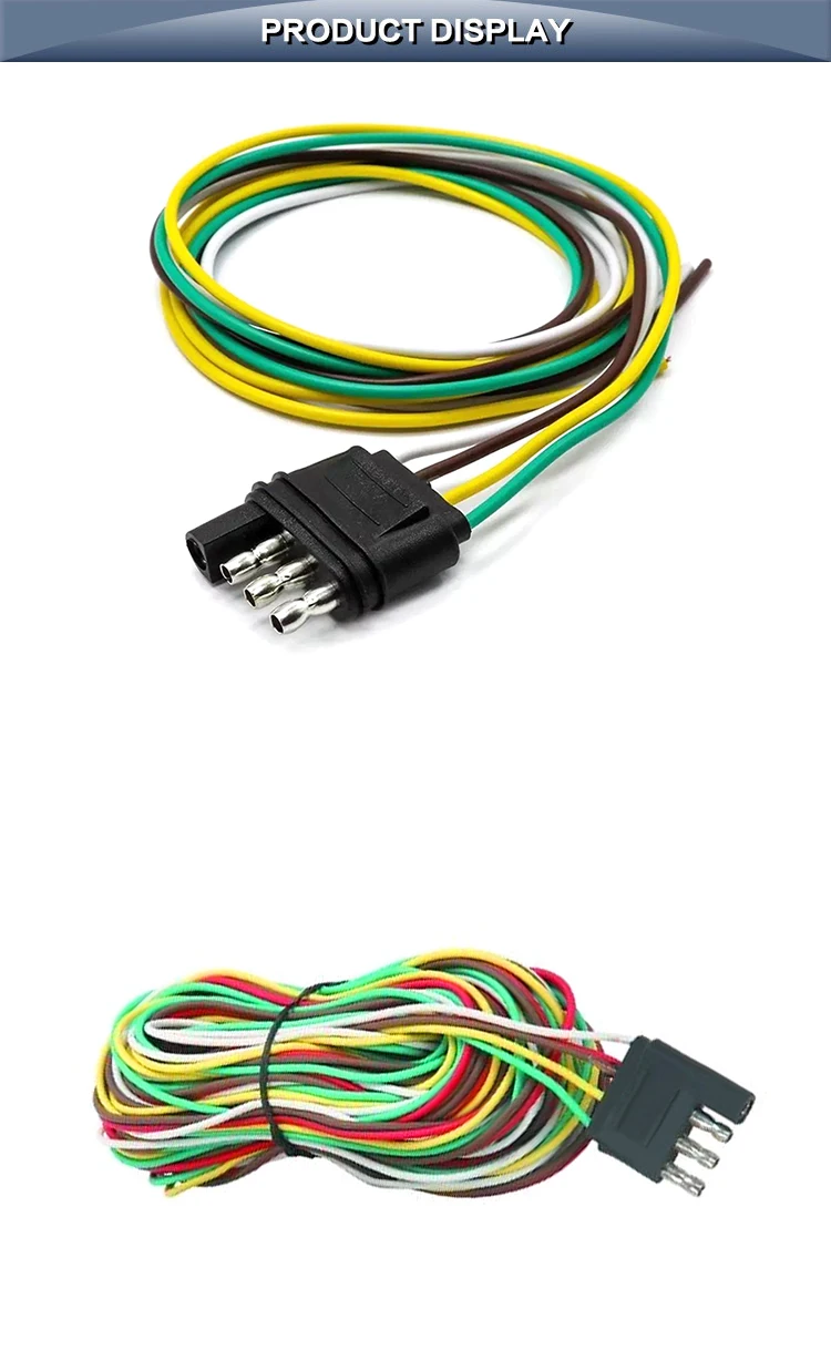 25 Inch 4 Way Trailer Wiring Connection Kit Flat Wire Extension Harness