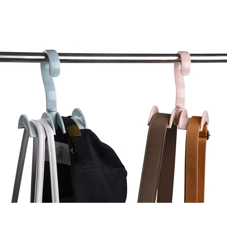 

Plastic handbag purse holder rack storage organizer belt tie scarf clothes hanger hook new 360-degree clothing hanger
