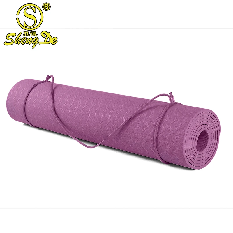 

High elasticity non slip TPE gymnastics yoga mat with carry strap