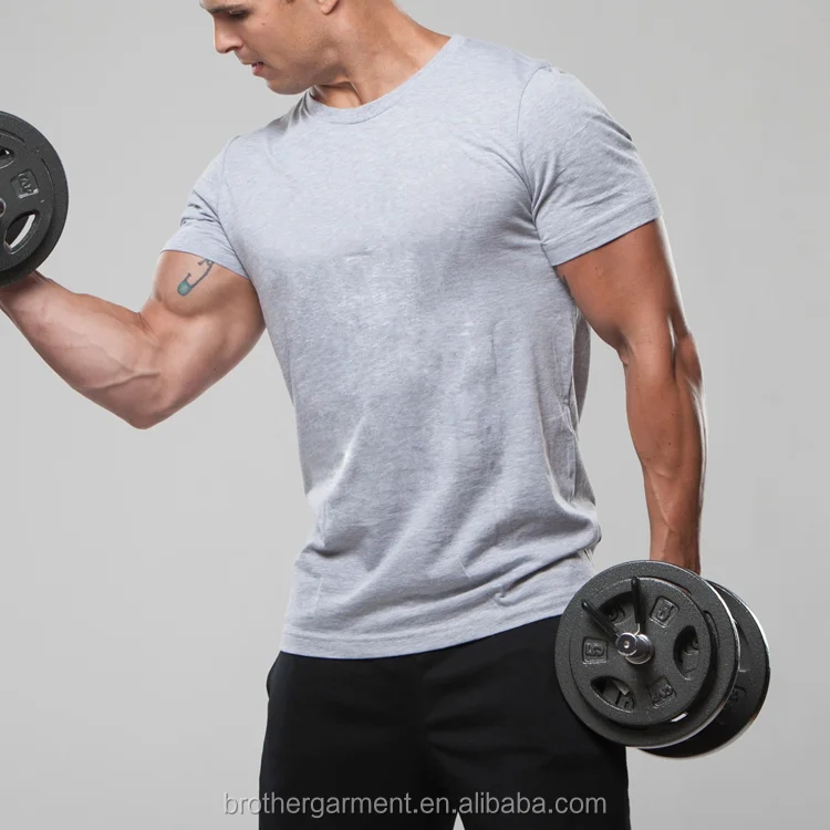 60% Cotton 40% Polyester Fabric Blend Sport Clothing Custom Mens Gym Muscle Fitness Seamless T-shirt