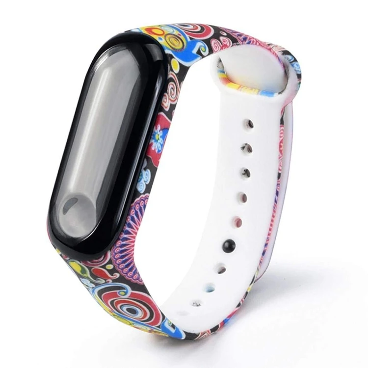 

Pattern Silicone Painting Wrist Strap Watch Band for Xiaomi Mi Band 3, 20+ colors or customized color